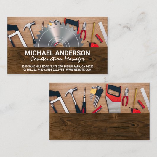 Tools und Ansicht | Holz Visitenkarte (Vorne/Hinten)