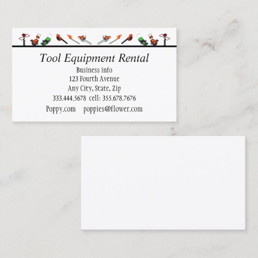 Tools und Ausrüstung Vermietung von maßgeschneider Visitenkarte (Vorne/Hinten)