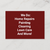 Tools Visitenkarte (Rückseite)