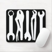 Tools - Weiß auf Schwarz Mousepad (Mit Mouse)