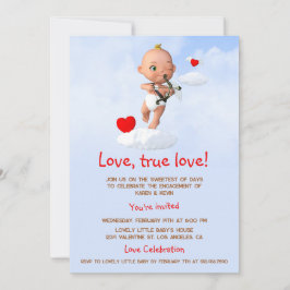 Toon Baby Cupid Flug mit Bow und Arrow Einladung