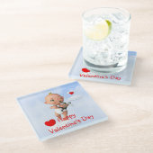 Toon Baby Cupid Flug mit Bow und Arrow Glasuntersetzer (Schrägansicht)