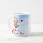Toon Baby Cupid Flug mit Bow und Arrow Kaffeetasse (Vorderseite Links)