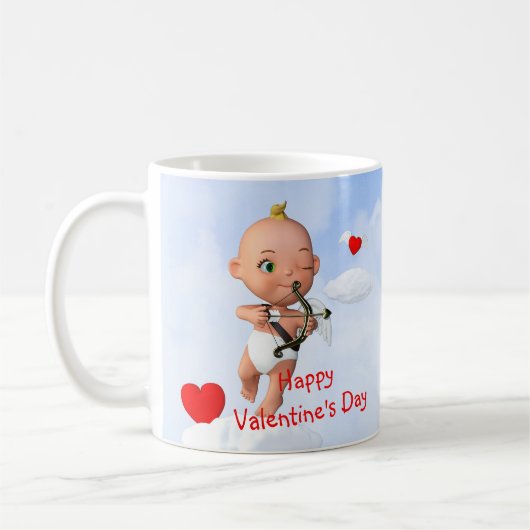 Toon Baby Cupid Flug mit Bow und Arrow Kaffeetasse (Links)