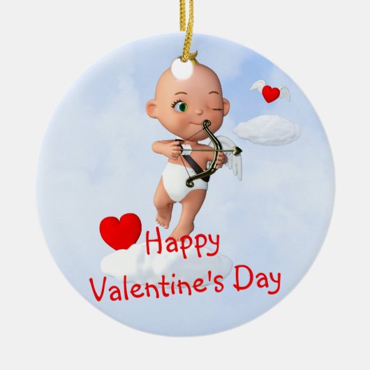 Toon Baby Cupid Flug mit Bow und Arrow Keramik Ornament (Vorne)