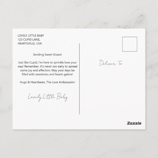 Toon Baby Cupid Flug mit Bow und Arrow Postkarte (Rückseite)