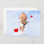 Toon Baby Cupid Flug mit Bow und Arrow Postkarte (Vorne/Hinten)