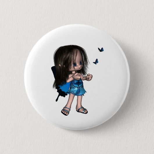 Toon Butterfly Fairy - blau Button (Vorderseite)