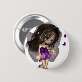 Toon Butterfly Fairy - Lila Button (Vorne & Hinten)