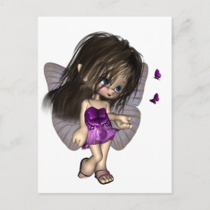 Toon Butterfly Fairy - Lila Postkarte
