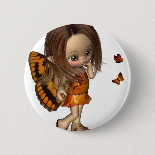 Toon Butterfly Fairy - Orange Button (Vorderseite)
