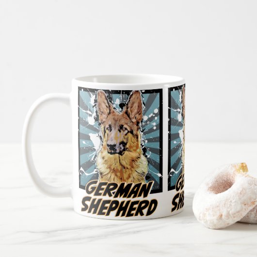 Toon Dogs: Deutscher Schäferhund Kaffeetasse (Mit Donut)