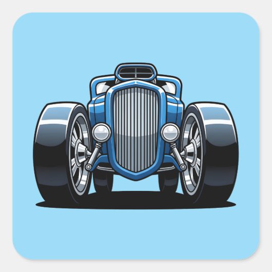 Toon Hotrod Kunst  Quadratischer Aufkleber (Vorderseite)