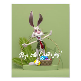 Toon Rabbit Stehend in der Nähe von Ostereiern Fotodruck