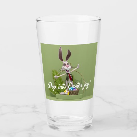 Toon Rabbit Stehend in der Nähe von Ostereiern Glas (Vorderseite)
