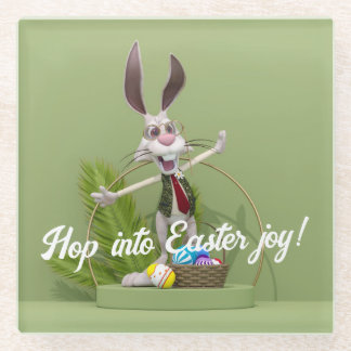 Toon Rabbit Stehend in der Nähe von Ostereiern Glasuntersetzer