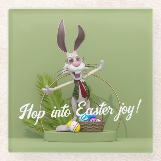 Toon Rabbit Stehend in der Nähe von Ostereiern Glasuntersetzer (Vorderseite)