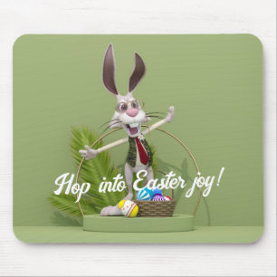 Toon Rabbit Stehend in der Nähe von Ostereiern Mousepad
