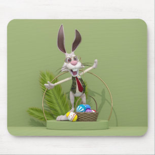 Toon Rabbit Stehend in der Nähe von Ostereiern Mousepad