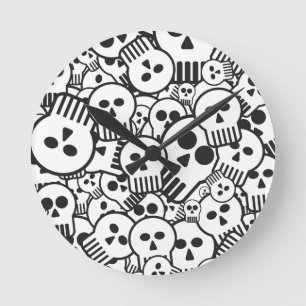 toon skulls runde wanduhr