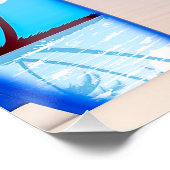 Toon Surfer Girl Posing an der Küste Poster (Ecke)