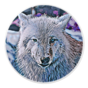 Toony Wolf blau Keramikknauf
