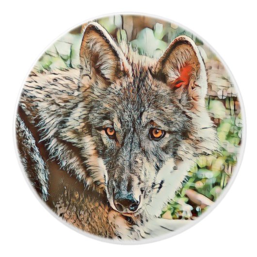 Toony Wolf Keramikknauf (Vorderseite)