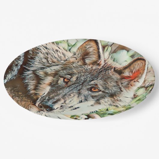 Toony Wolf Pappteller (Schrägansicht)