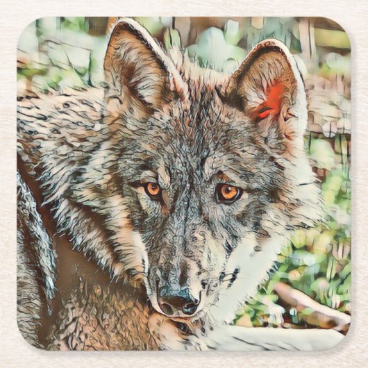 Toony Wolf Rechteckiger Pappuntersetzer (Vorderseite)