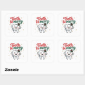 Tooth Be frohe Funny Dental Dentist Weihnachten Quadratischer Aufkleber (Blatt)