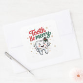 Tooth Be frohe Funny Dental Dentist Weihnachten Quadratischer Aufkleber (Umschlag)