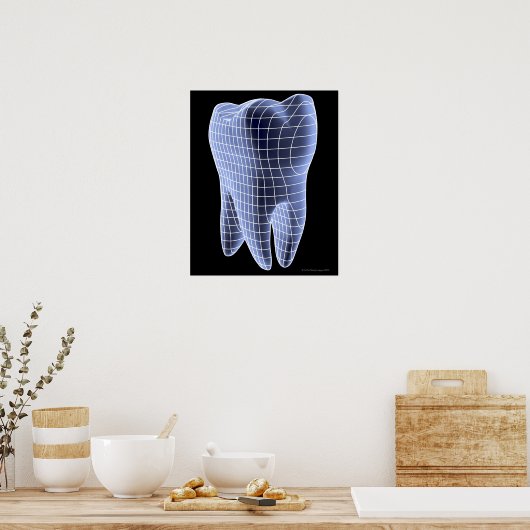 Tooth, computer artwork of a molar tooth poster (Küche)