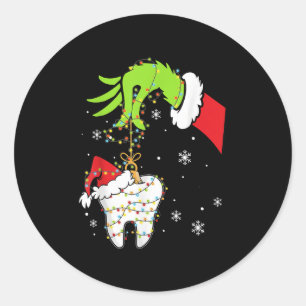 Tooth Dentist Dental Istant Teeth Christmas Xmas L Runder Aufkleber