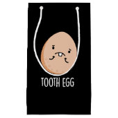 Tooth Egg Funny Dental Toothache Pub Dark BG Kleine Geschenktüte (Vorderseite)