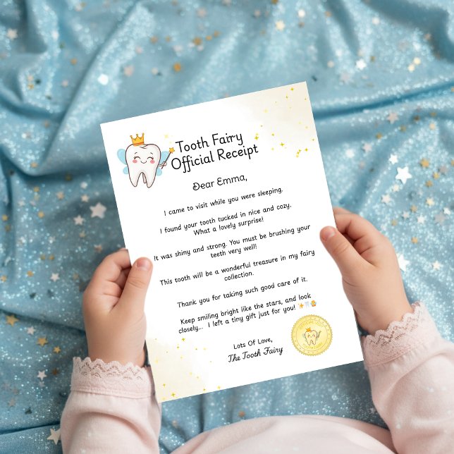 Tooth Faipt Empfangsbescheinigung Brief für Kinder (Tooth Fairy Receipt Certificate Letter for Kids)