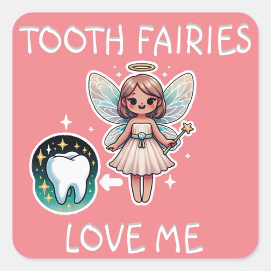 Tooth Fairies Liebe Me Quadratischer Aufkleber (Vorderseite)