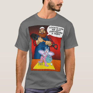 Tooth Fairy Caught Red Handed Funny Cartoon Comic T-Shirt