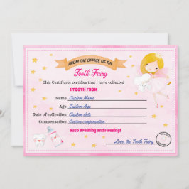 Tooth Fairy Certificate - Lost Tooth Receipt Einladung