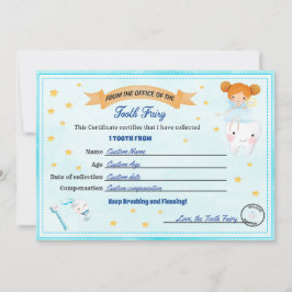 Tooth Fairy Certificate - Lost Tooth Receipt Einladung