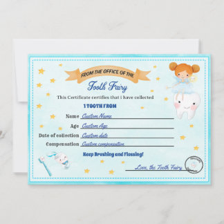 Tooth Fairy Certificate - Lost Tooth Receipt Einladung