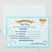 Tooth Fairy Certificate - Lost Tooth Receipt Einladung (Vorne/Hinten)