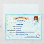 Tooth Fairy Certificate - Lost Tooth Receipt Einladung (Vorne/Hinten)