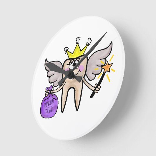 Tooth Fairy Clock Runde Wanduhr (Winkel)