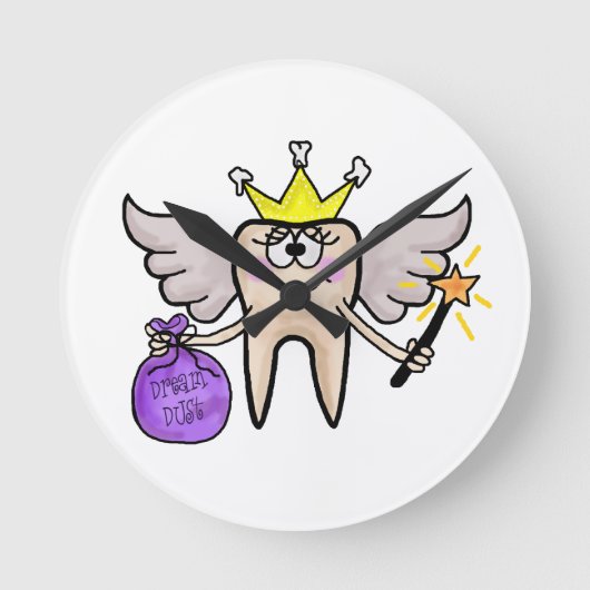 Tooth Fairy Clock Runde Wanduhr (Vorderseite)