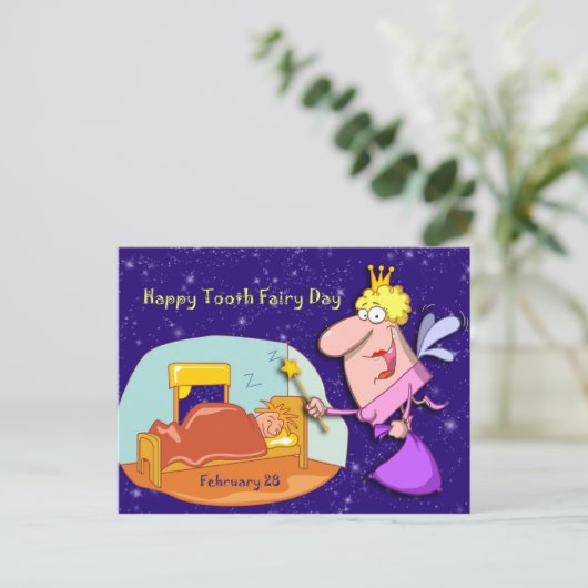 Tooth Fairy Day 28. Februar Postkarte (Stehend Vorderseite)