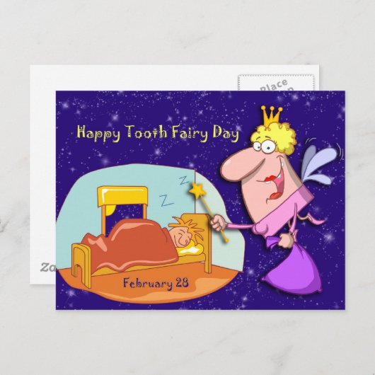 Tooth Fairy Day 28. Februar Postkarte (Vorne/Hinten)