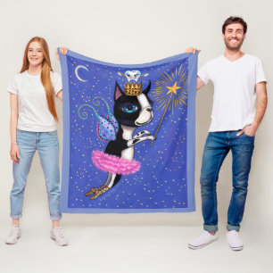 Tooth Fairy Dog Boston Terrier Pink Tutu Crown Fleecedecke