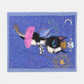 Tooth Fairy Dog Boston Terrier Pink Tutu Crown Fleecedecke (Vorderseite (Horizontal))