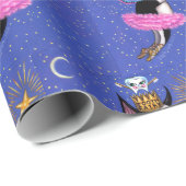 Tooth Fairy Dog Boston Terrier Pink Tutu Crown Geschenkpapier (Rolleneckpunkt)