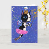 Tooth Fairy Dog Boston Terrier Pink Tutu Crown Karte (Gelbe Blume)